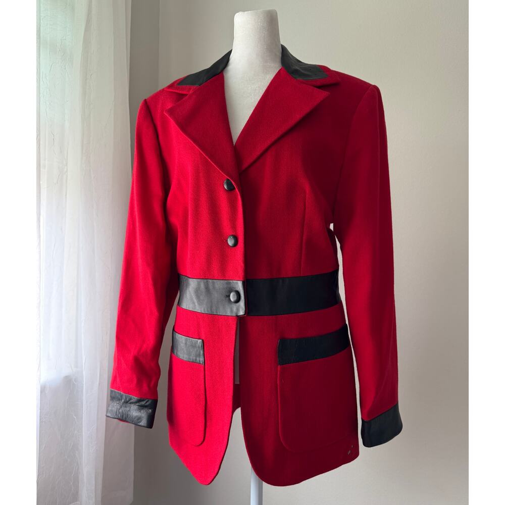 Vintage ‘90s Focus 2000 by Charles Glueck 100% Wool Red & Black Blazer